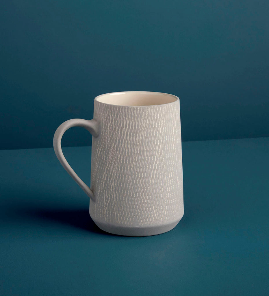 Crosshatch Stoneware Mugs