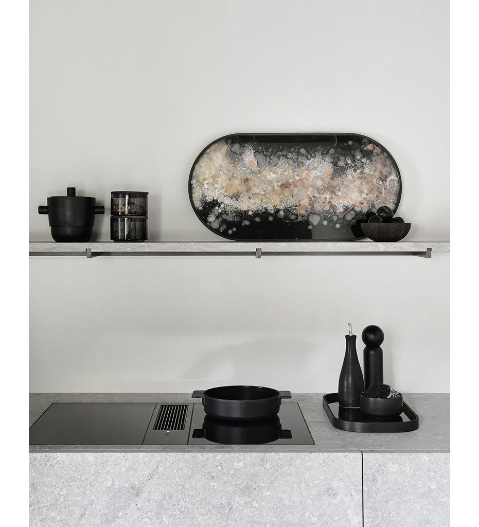 Organic Black Glass Tray - Oblong - L