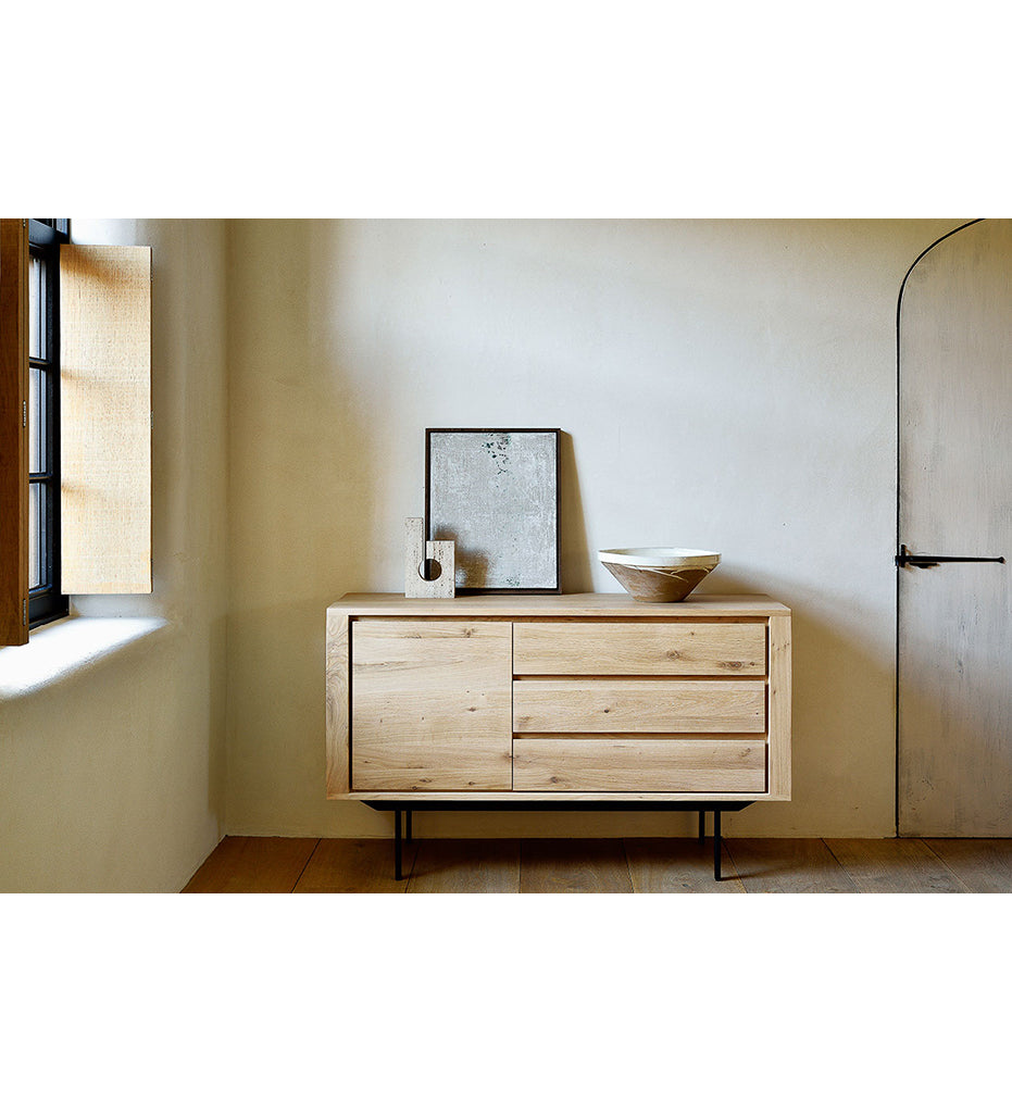 Oak Shadow Sideboard - Black Legs - 1 Door