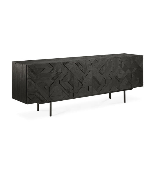 Graphic Sideboard - Teak Black - 4 Doors