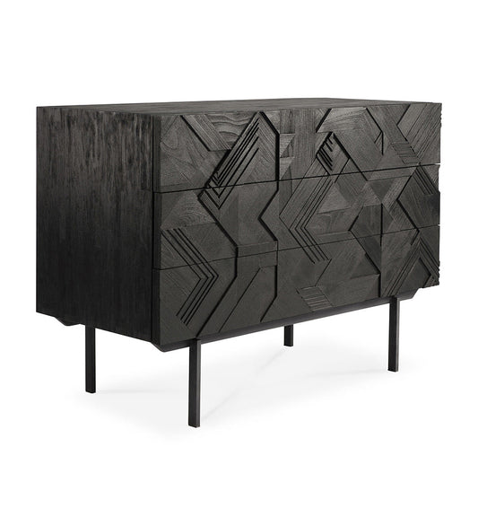 Graphic Chest Of Drawers - Teak Black