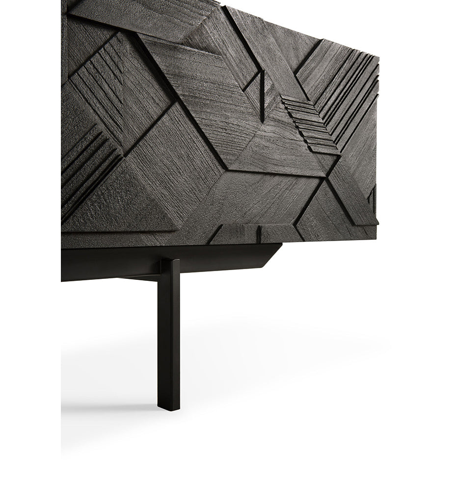 Graphic TV Cupboard - Teak Black - 1 Drawer