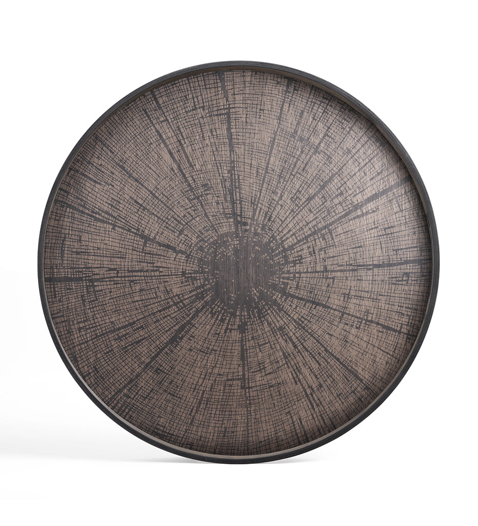 Black Slice Wooden Tray - Round - XL