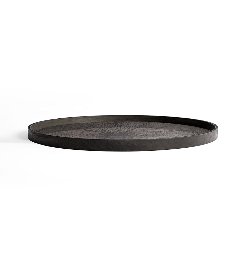 Black Slice Wooden Tray - Round - XL