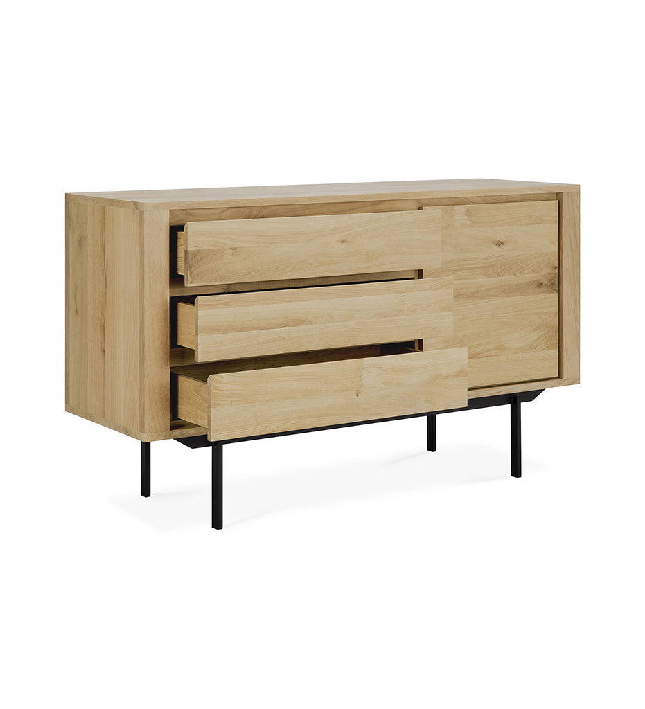 Oak Shadow Sideboard - Black Legs - 1 Door