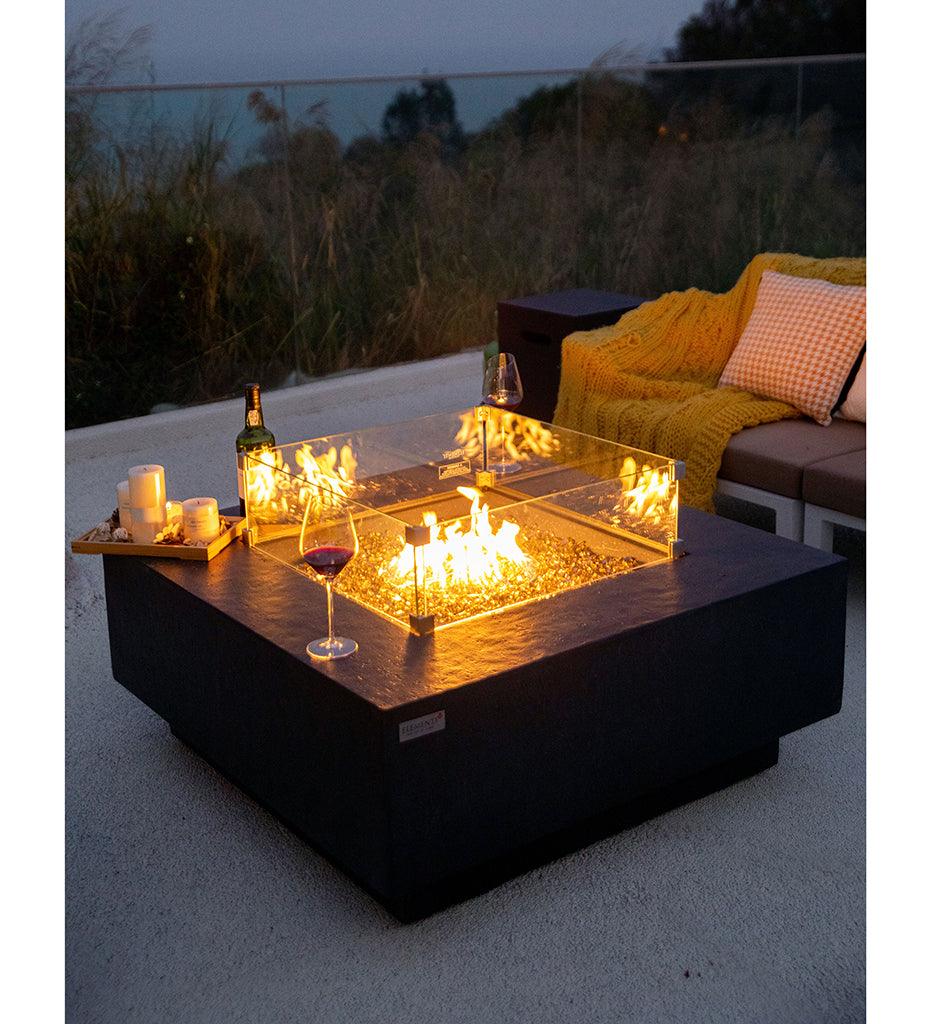 Allred Collaborative - Ocean Rock USA, Incorporated - Bergen Fire Table - Bergen Fire Table Bergen Fire Table - Travertine Dark Grey / Natural Gas OFG413DG-NG