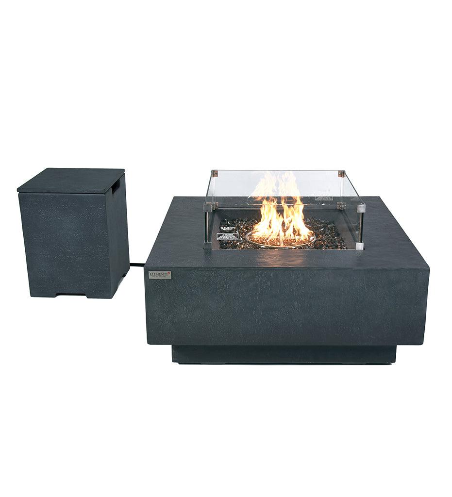 Allred Collaborative - Ocean Rock USA, Incorporated - Bergen Fire Table - Bergen Fire Table Bergen Fire Table - Travertine Dark Grey / Natural Gas OFG413DG-NG