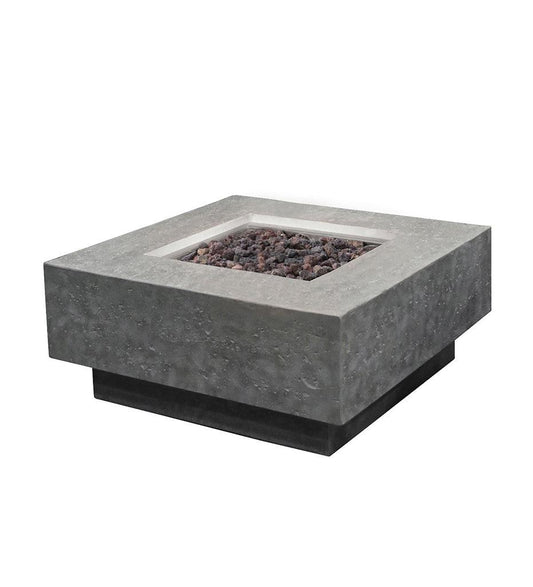 Allred Collaborative - Ocean Rock USA, Incorporated - Manhattan Fire Table - Manhattan Fire Table Manhattan Fire Table - Travertine Light Grey / Natural Gas OFG103LG-NG