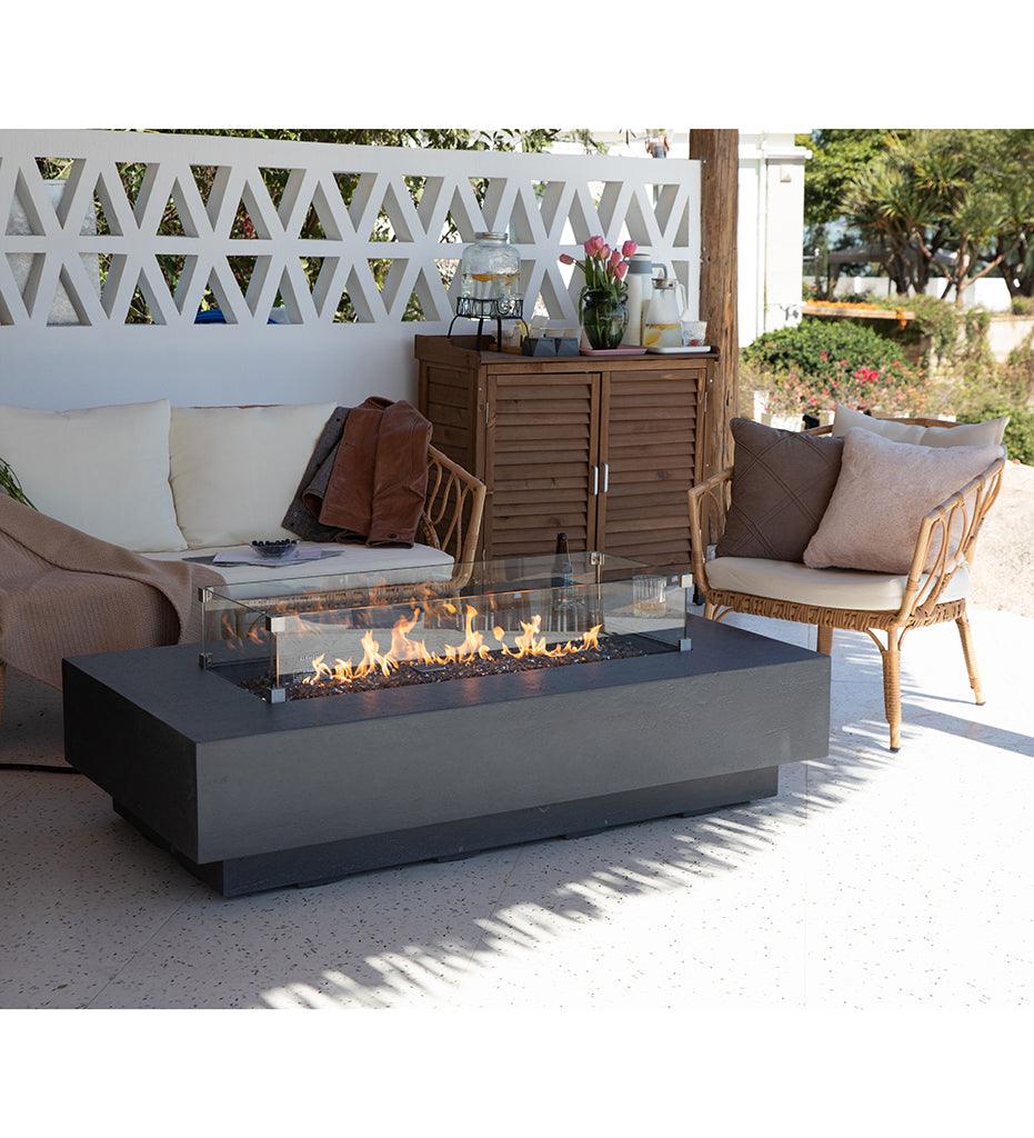 Allred Collaborative - Ocean Rock USA, Incorporated - Positano Fire Table - Positano Fire Table Positano Fire Table - Travertine Dark Grey / Natural Gas OFG415DG-NG