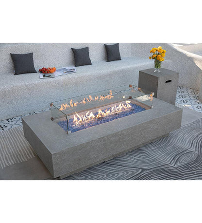 Allred Collaborative - Ocean Rock USA, Incorporated - Positano Fire Table - Positano Fire Table Positano Fire Table - Travertine Dark Grey / Natural Gas OFG415DG-NG