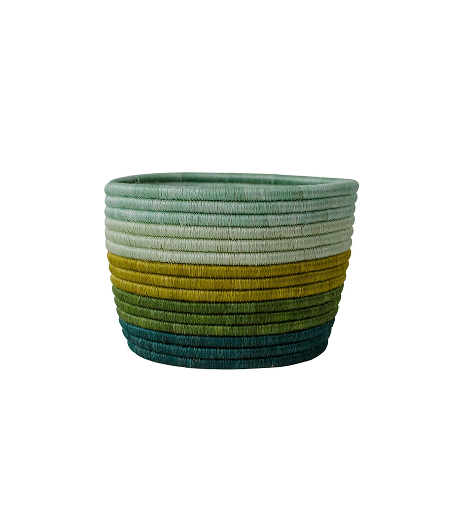 Shades of Green Striped Tapered Planter