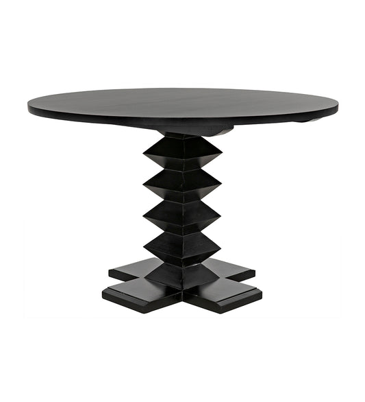 Noir Zig-Zag Dining Table - 48" Diameter - Hand Rubbed Black GTAB472HB-48