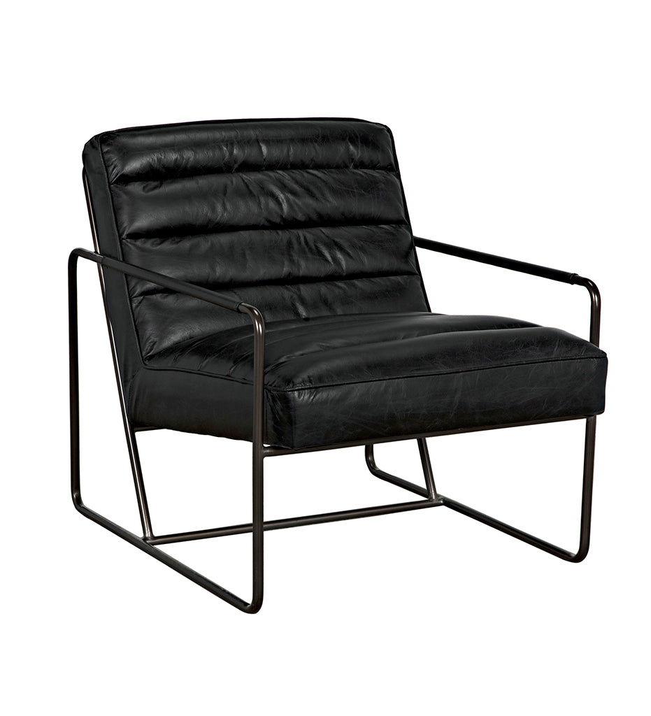 Noir Demeter Chair - Metal and Leather LEA-C0306-1D