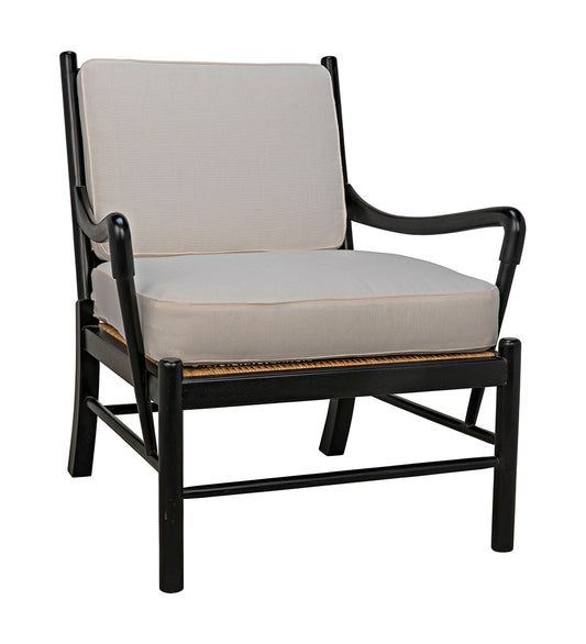 Noir Kevin Chair with Rattan - Hand Rubbed Black SOF204HB