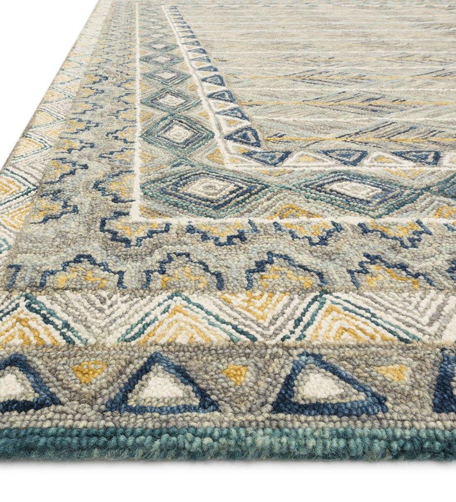 Priti PRT-02 Grey / Lagoon Rug detail