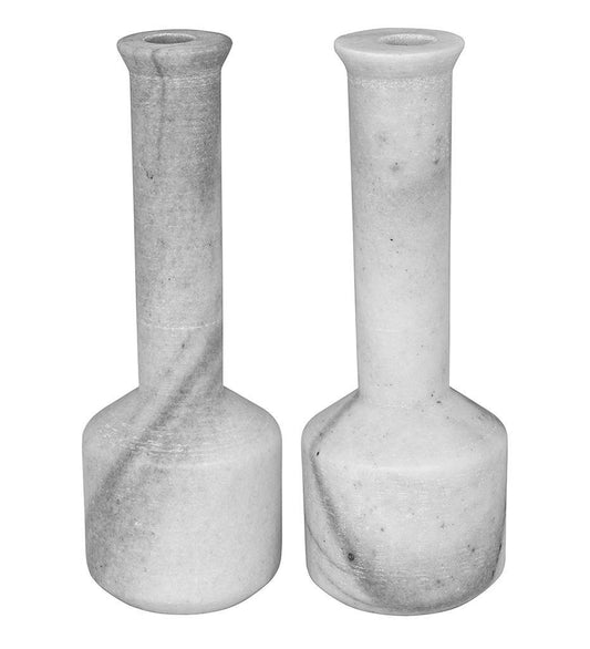 Markos Decorative Candle Holder, Set of 2 - White Marble